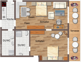  Een plattegrond appartement Todtnauberg in Zwarte Woud